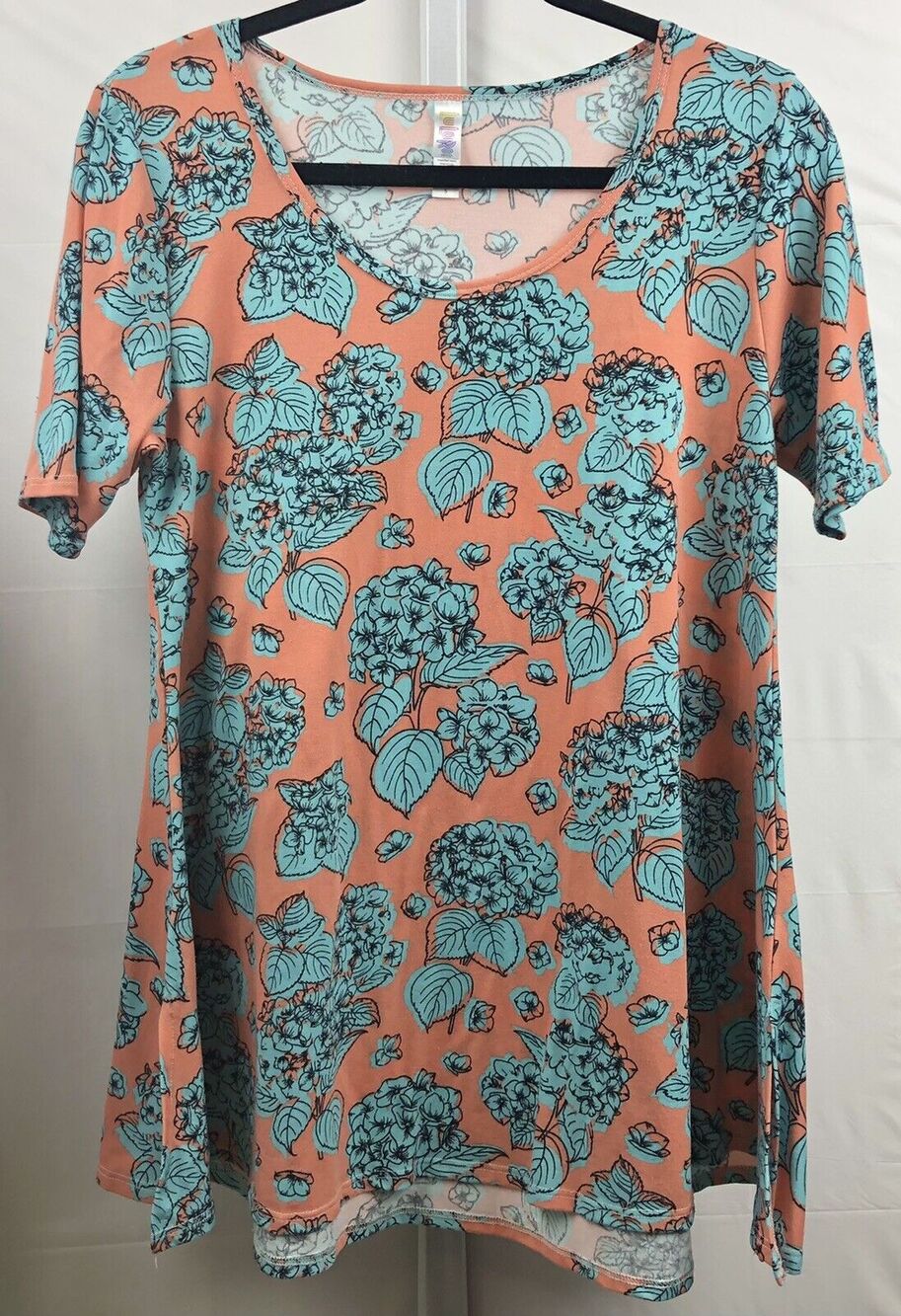 LulaRoe Tunic Top Women S Orange Floral Perfect Tee Oversized Flowy Stretch
